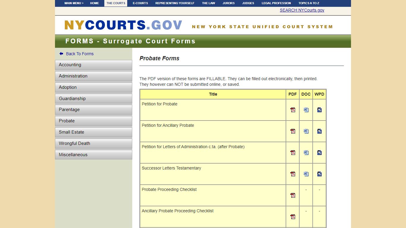 Probate Forms | NYCOURTS.GOV - Judiciary of New York